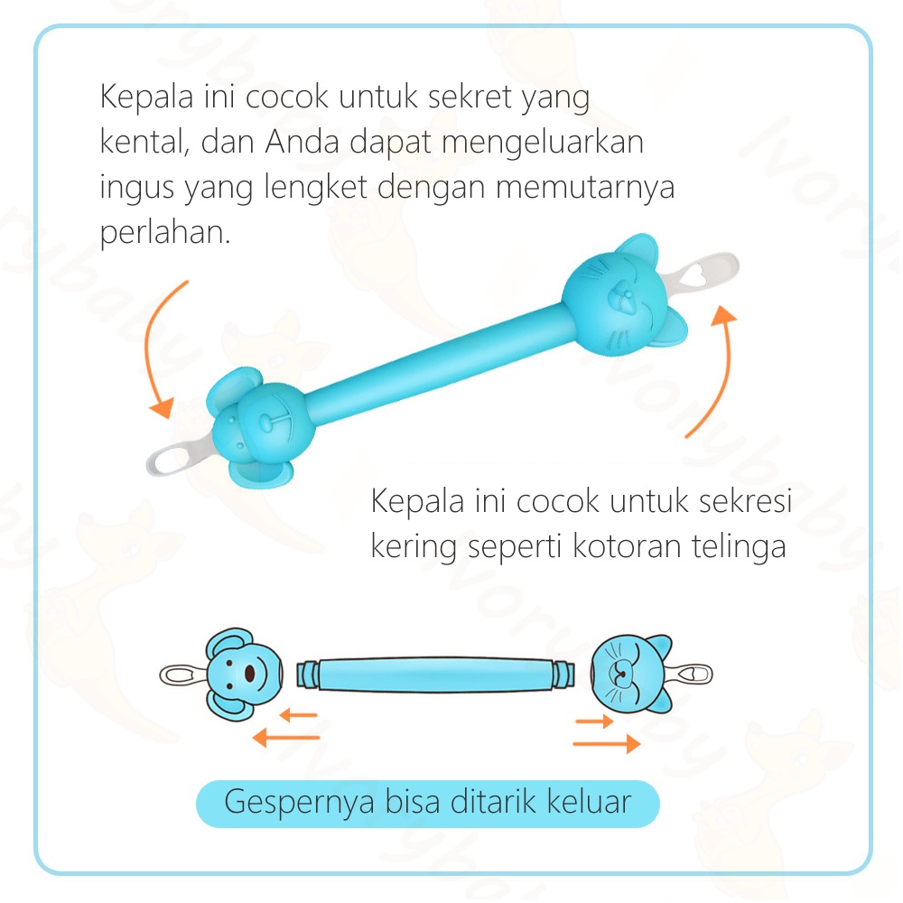 Ivorybaby 2in1Booger tool Kartun Boogertool pembersih telinga dan hidung bayi