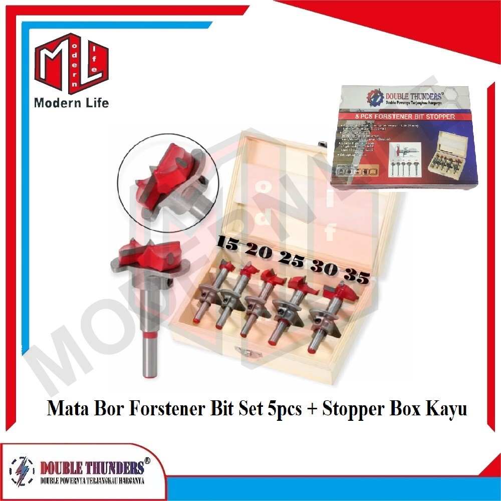 Mata Bor Forstener Set 5 pcs Hinge Boring Drill Engsel Sendok Bit TCT