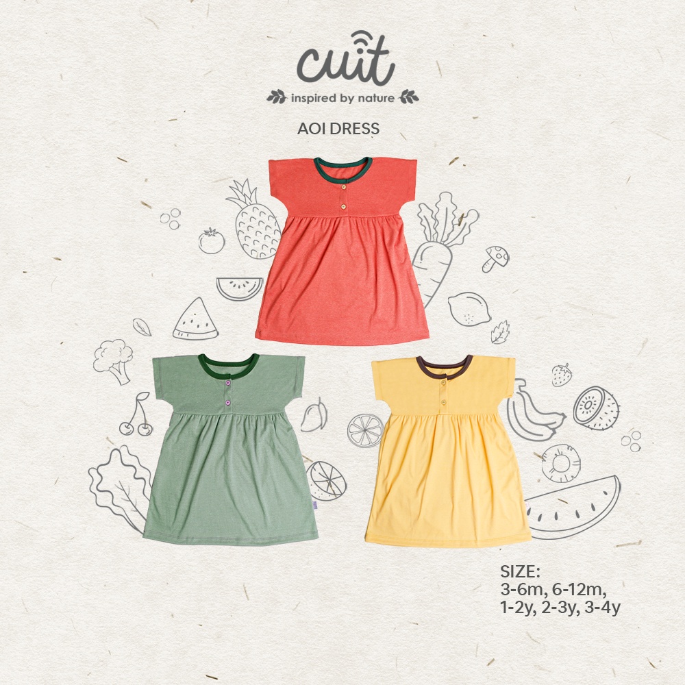 CUIT Baby 3 Bulan - 4 Tahun Aoi Button Dress Anak Perempuan Furutsu Series