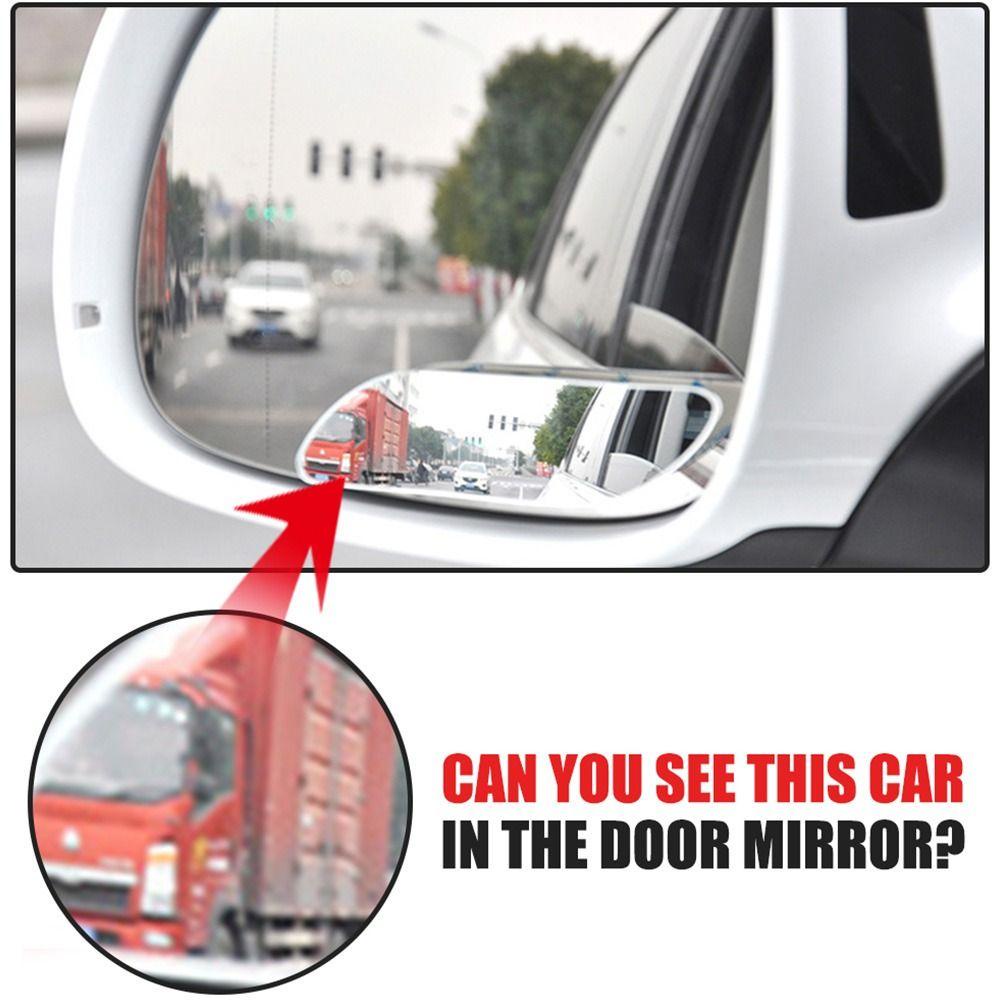 Top 2PCS Cermin Blind Spot Untuk Parkir Spion Sudut Lebar Aksesoris Motor Mobil Rotasi 360derajat