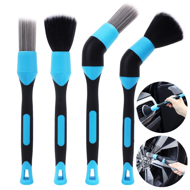 4pcs/set Detailing Brush Set Sikat Mobil Sikat Detailing Mobil Untuk Membersihkan Mobil Detailing Brush Dashboard Air Outlet Wheel Brush