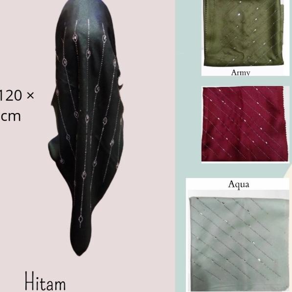 hijab segi 4 payet glow/hijab pesta/hijab sinar payet - Coksu, 120 cm ×120 cm