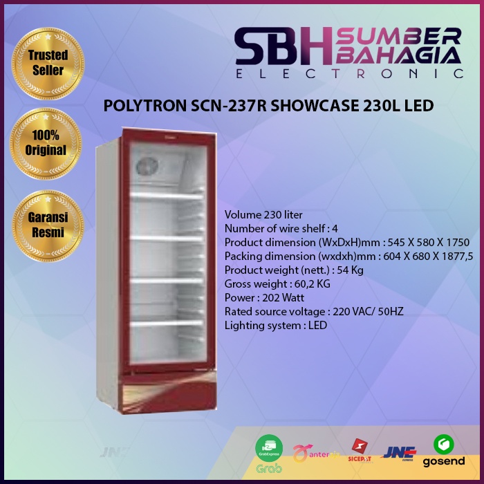 POLYTRON SCN-237/ R SHOWCASE 230L LED (NEW) (KHUSUS BANDUNG)