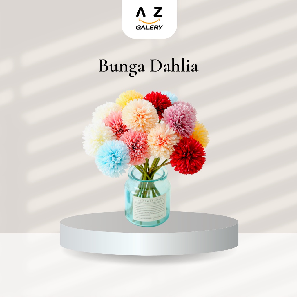 Bunga Tangkai Hias Dahlia Pom Pom Artifical Flower Hiasan Vas Meja Bunga Plastik Cantik Azgalery PBP121