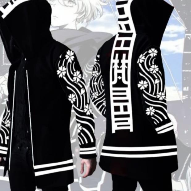 Jaket Jubah Jumbo Sweater Anime Tokyo Revengers Tokyo Brahman Senju - Hitam, L