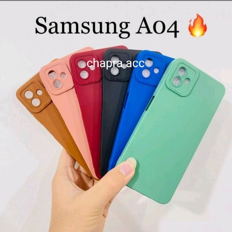Type Hp Samsung A04/A04E Soft case/slikon/kondom/case terbaru macaron pro camera/kamera