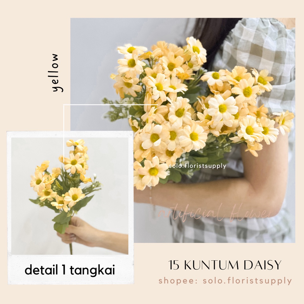 [QC] 15 KUNTUM DAISY KRISAN ARTIFICIAL 55CM ASTER DESI PLASTIK CHRYSANTHEMUM ARTIFISIAL BUNGA PREMIU