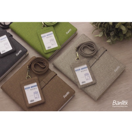 

HJK Bantex Leather Name Tag ID Card Holder 8869 Kulit Sintetis Lanyard Tali