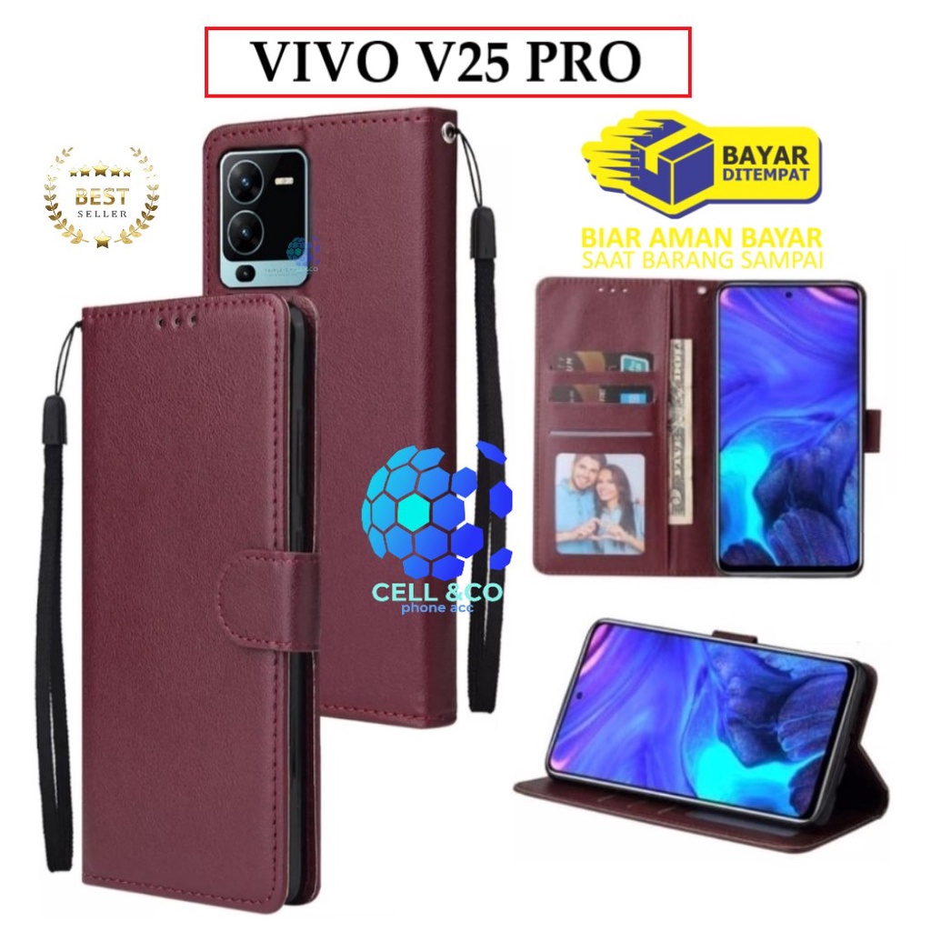 VIVO V25 PRO CASE FLIP LEATHER WALLET PREMIUM FLIP CASE BUKA TUTUP KESING HP CASING FLIP CASE WALLET VIVO V25 PRO