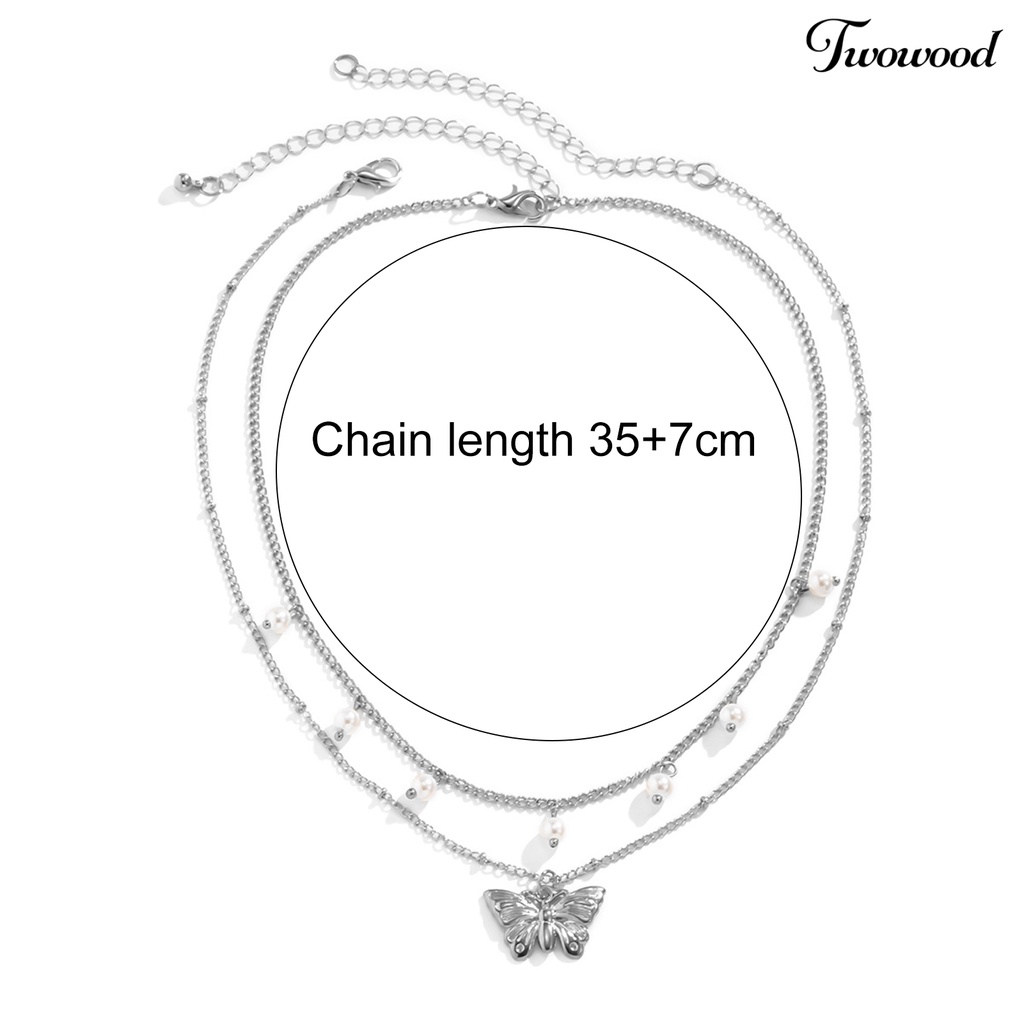 Kalung Choker Rantai Double Layer Dengan Liontin Butterfly Gaya Elegan