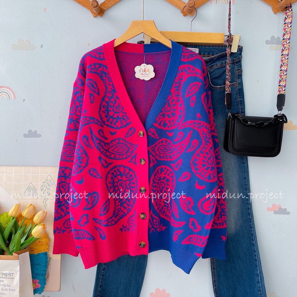 HANNA TWOTONE CARDY | CARDIGAN MOTIF BATIK