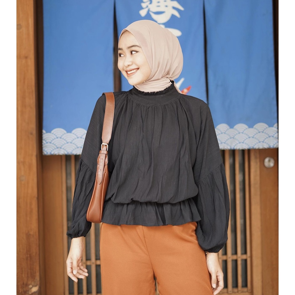 (MGA) BLOUSE BABYSHA OVERSIZE ATASAN WANITA KEMEJA AIRFLOW CRINCLE