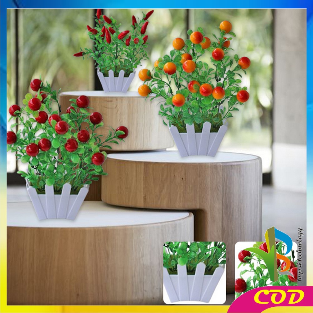 RB-C299 Pot Tanaman Buah Bunga Dekorasi Rumah Artificial Plant Tanaman Hias Plastik / Ornamen Pot Buah