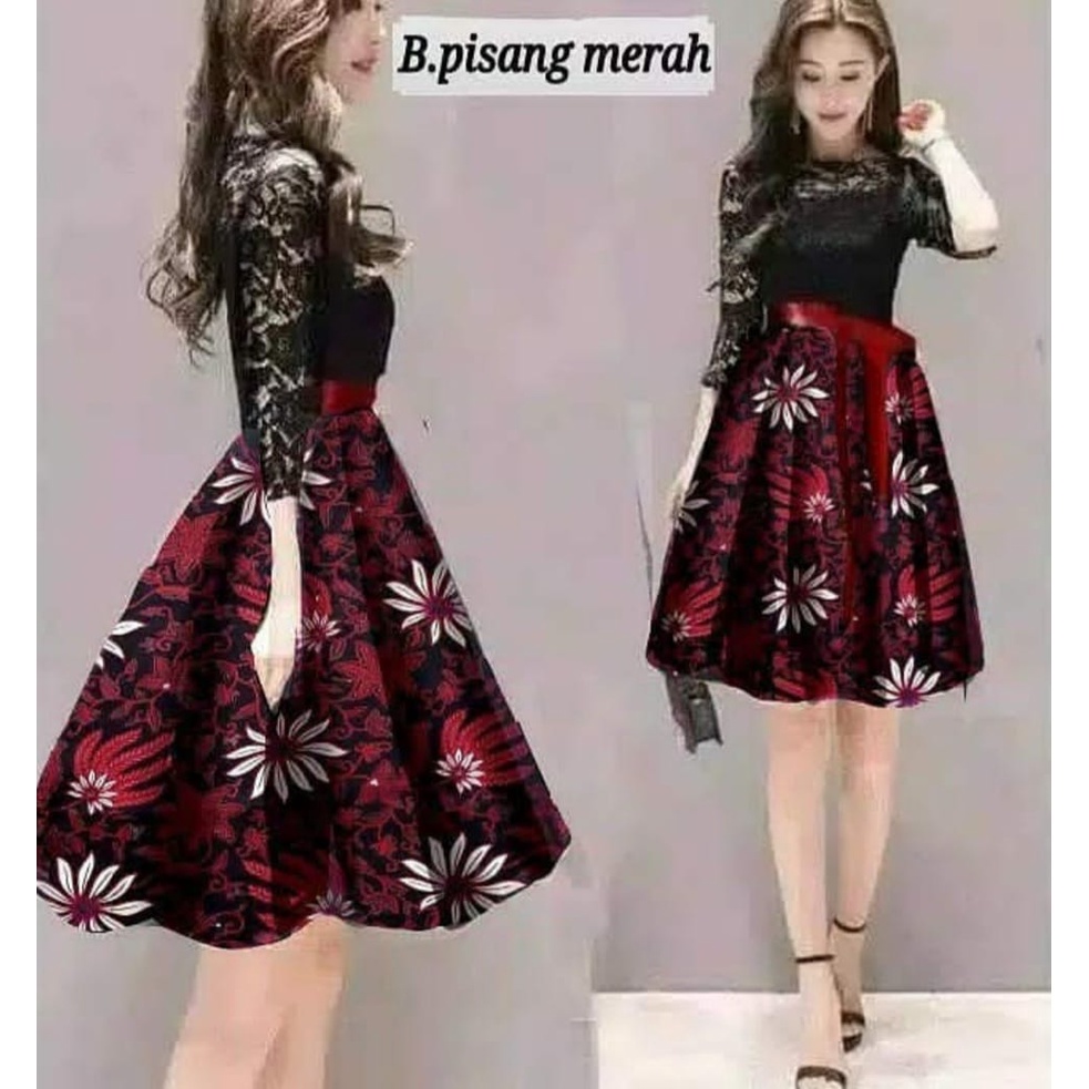 Dress Pesta Wanita Dress Batik Dress Brokat Pesta Baju Kondangan Wanita Korea Dress Batik Baju Pesta