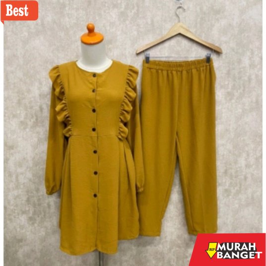 baju setelan wanita kekinian 2022 SET WANITA TERBARU (BAJU TUNIK + CELANA ) SETELAN WANITA TERBARU T