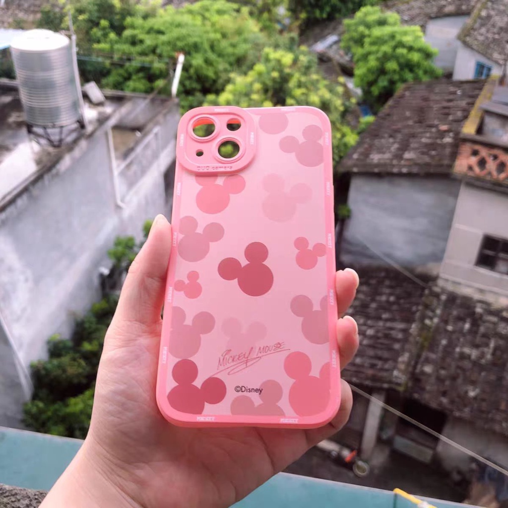 Ins Soft Case TPU Motif Minnie Mouse Pink Untuk iPhone 14 14pro 14Plus 14prm 13 13pro 13pro 13prm 11 7Plus 8Plus Xr XS 12pro Max