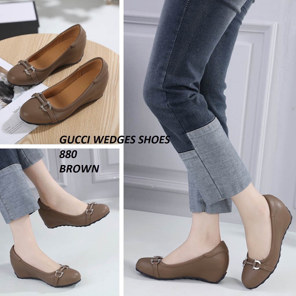 SEPATU WANITA WEDGES KULIT SHOES 8803