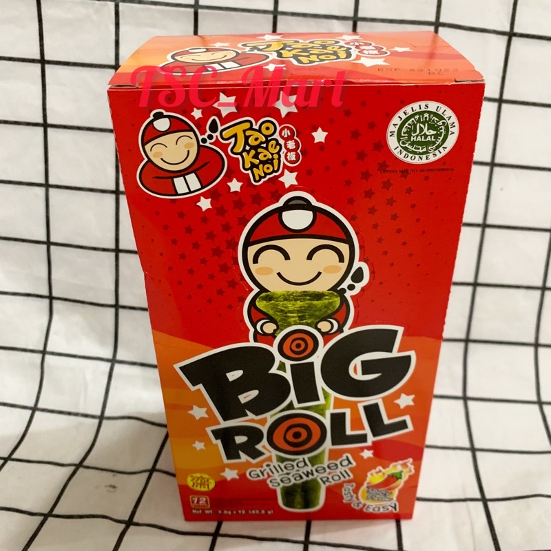 

Tao kae Noi Big Roll Spicy 12pcs Snack Rumput Laut Pedas Tao kae Noi Grilled Seaweed Roll Spicy