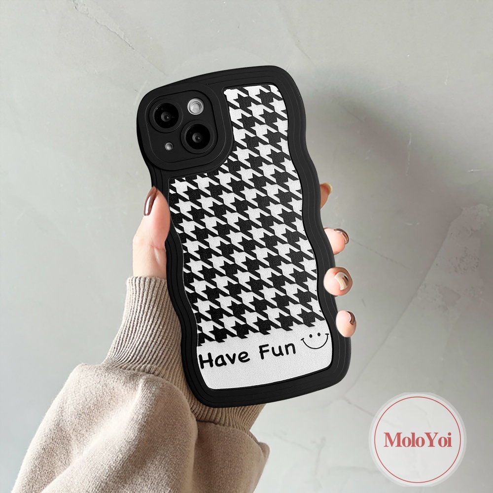 Soft Case Tpu Motif Houndstooth Untuk iPhone 7Plus 8Plus 11 XR X XS Max 6 6s 8 7 14 Pro Max 13 12 11 14 Pro Max SE 2020