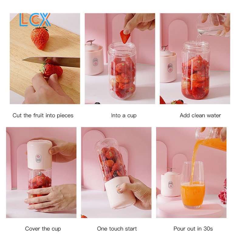 LCX Blender Juicer Portable USB 500ML Mini Juicer Multifungsi  Pisau Kaca Tebal Bisa Jadi Cangkir VS-1853