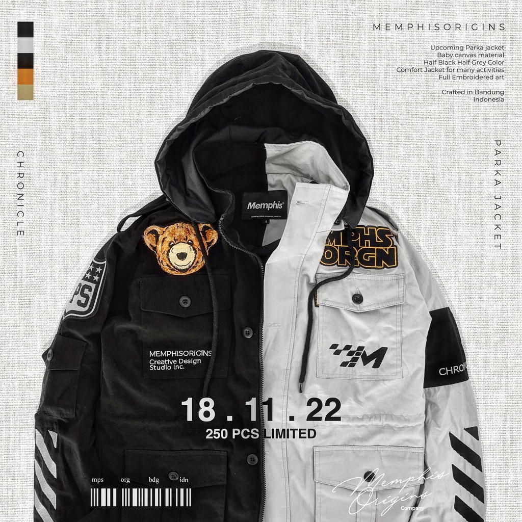 PARKA ROUGHBEAR / RIPPED DENIM JACKET BEAR MEMPHISORIGINS (LIMITED EDITION)