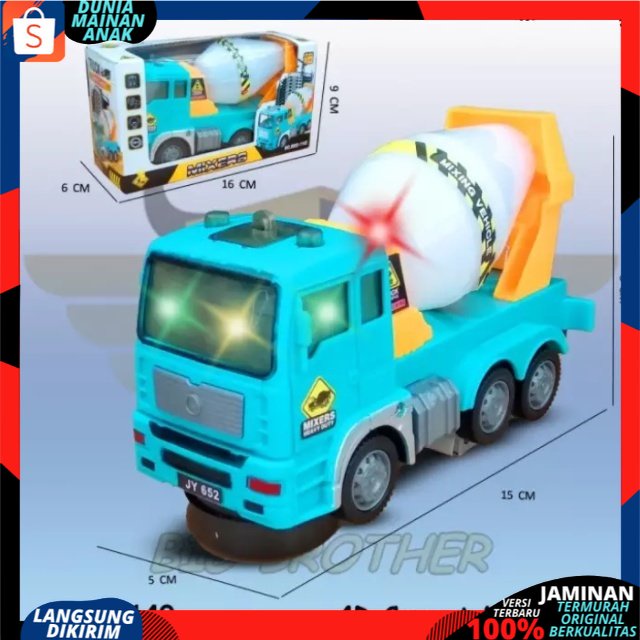 Truk tangki lampu Mainan truk tangki bump &amp; go mainan mobil truck builder tank truk molen Bersuara Dan Berlampu