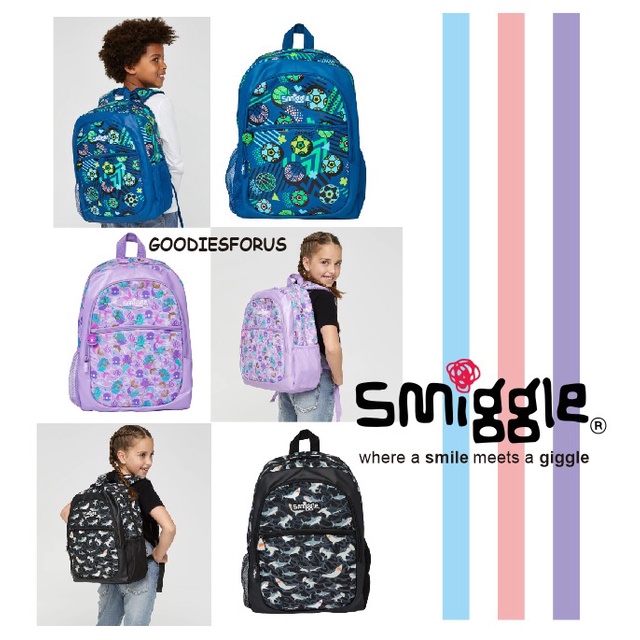 Smiggle Drift Classic Backpack 30cmx42cmx14cm/Smiggle Bag/Tas Smiggle Perempuan Laki/Tas Shark/Tas B