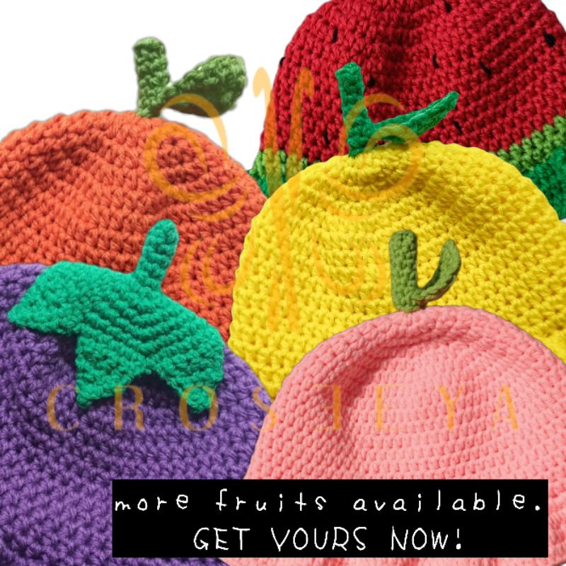 CROSEEYAOFFICIAL topi bucket hat rajut bentuk buah & sayur topi rajut yuta lobak nct