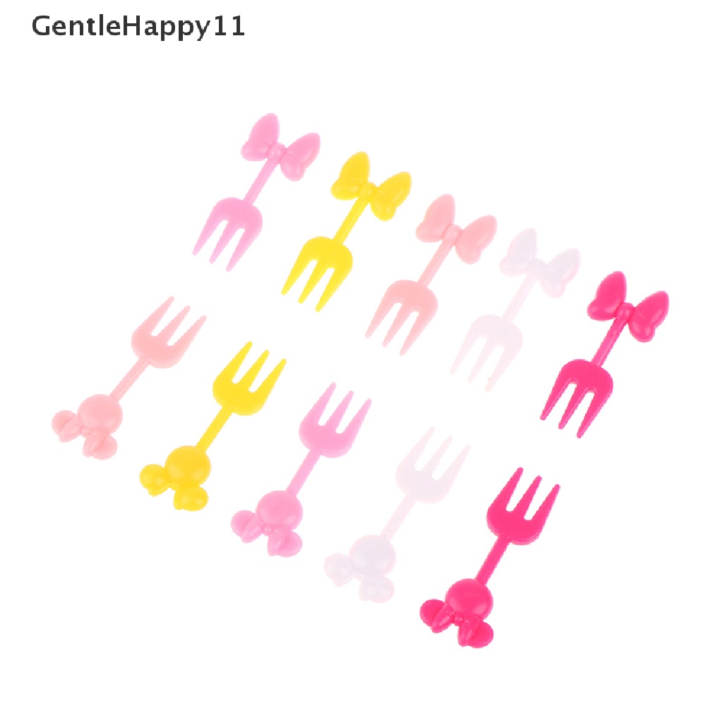 Gentlehappy 10Pcs Anak Garpu Buah Dessert Tusuk Gigi Reusable Lunch Prasmanan Picks Stick id