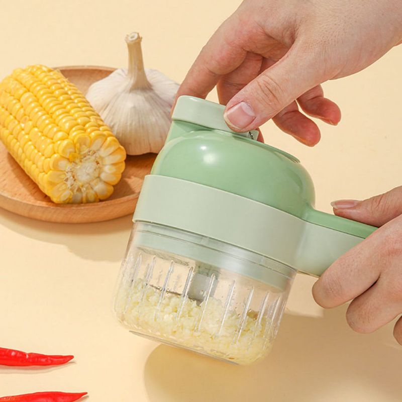 alat pemotong sayur electrik 4 in 1 model genggam / blender/pengiris/parutan dengan di cas usb