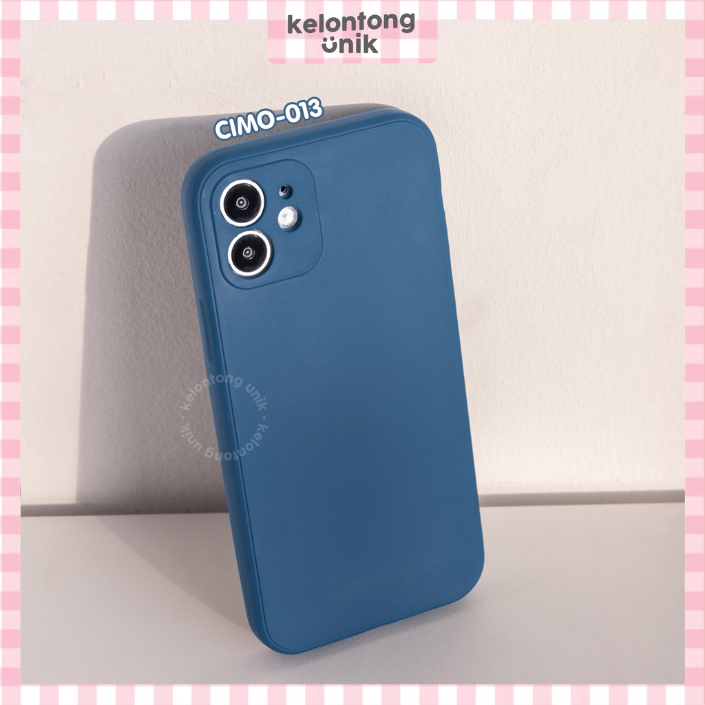 (Seri 7) iPhone - Square Edge Silicone Matte Macaron Soft Case + Lens Cover