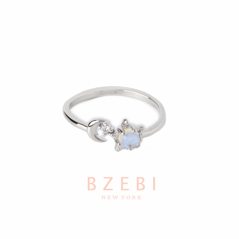Bzebi Cincin Lapis Emas 18k Model Terbuka Adjustable Hias Berlian Gaya Korea Untuk Wanita 25r-2
