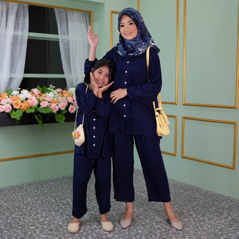 SETELAN COUPLE IBU DAN ANAK ONESET CRINKLE