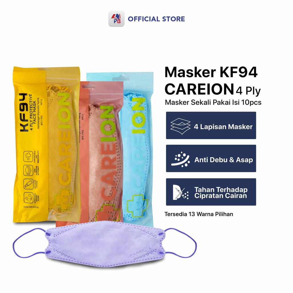 Masker KF94 Careion dan CareIndo 4Ply Full Colour Isi 10 Original