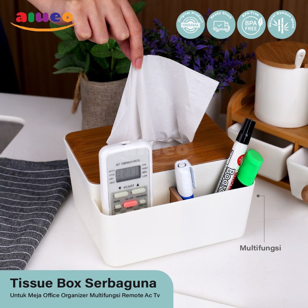 Kotak Tissue Serbaguna Bahan Tebal | Kotak Tisu Meja Office Organizer Multifungsi Remote Ac Tv | Kain Tissu Mobil