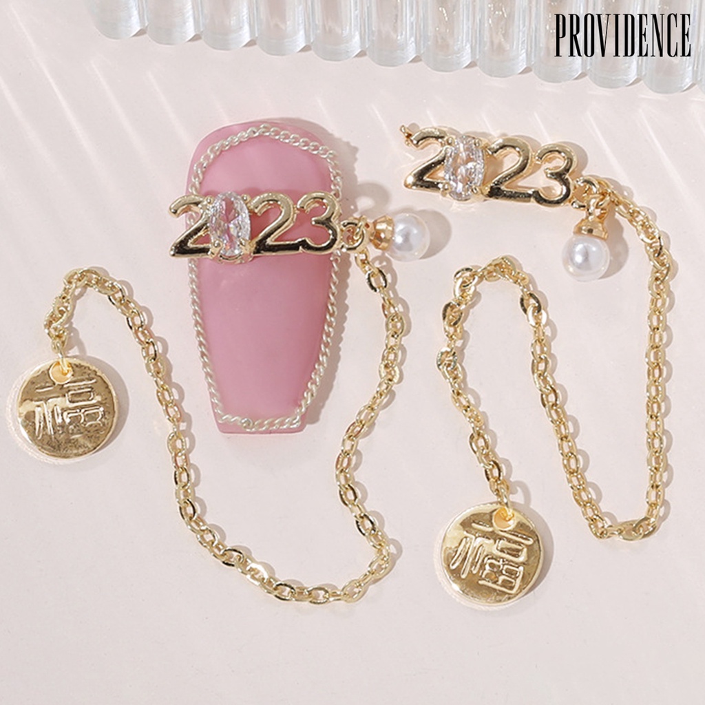 Providence 5Pcs / Set Hiasan Kuku Motif Kelinci + Pita + Zircon + Berlian Imitasi Untuk Aksesoris Wanita Charms