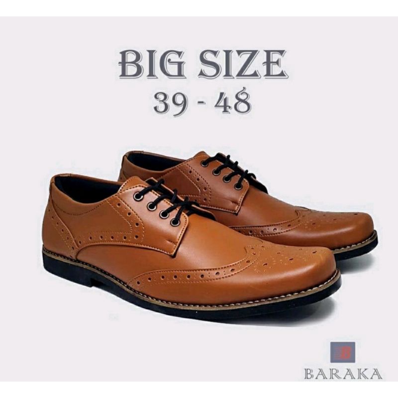 Sepatu Moccasin Pria Big Size JUMBO 43-44-45-46-47 Loafers Oxford Tali ukuran Besar Bahan KULIT Brown, 47