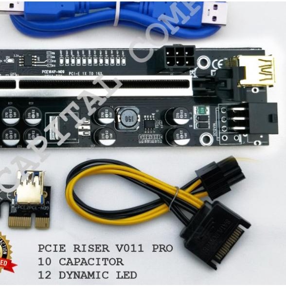 PCIE RISER CARD x16 VER 011 -10 Capacitor - 011PRO BLUE