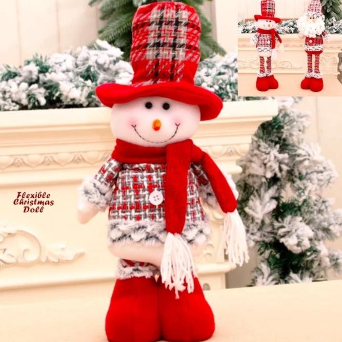 DEKORASI BONEKA NATAL FLEKSIBEL KAKI BISA DIPANJANG PENDEKKAN