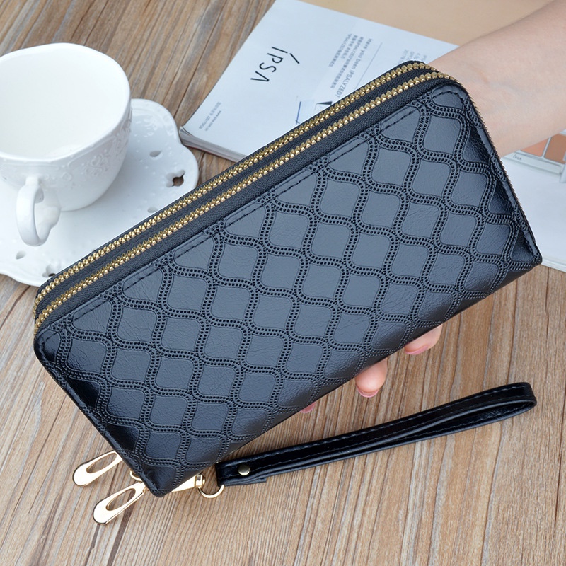 DOMPET PANJANG WANITA PREMIUM DORAMAR WA612B5 KOREA KEKINIAN 2 RESLETING KULIT HITAM BRANDED REMAJA IMPORT MUAT HP TALI PENDEK KARTU UANG KOIN FASHION SIMPLE BATAM