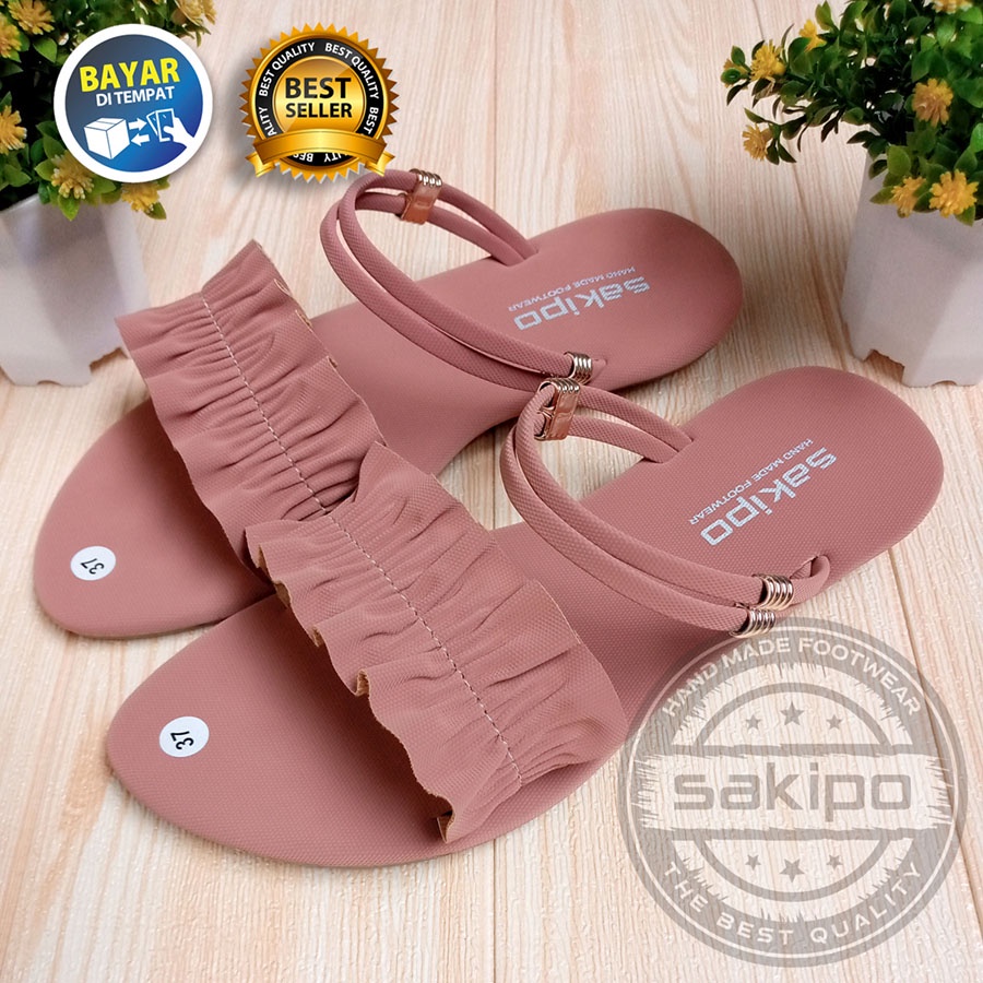 PROMO BIG SALE 12.12 !! SANDAL WANITA DEWASA SLOP KERUT TALI BELAKANG CANTIK NYAMAN DIPAKAI / SANDAL REMAJA SLOP KERUT LED TRENDI KEKINIAN MURAH LEMBUT DI KAKI / SAKIP0