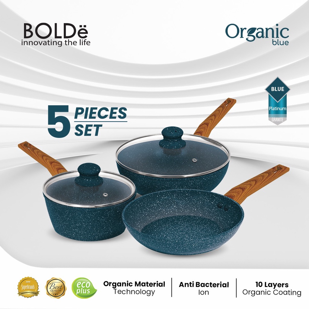 ORGANIC GRANITE PAN SET (BLUE GREEN WHITE)