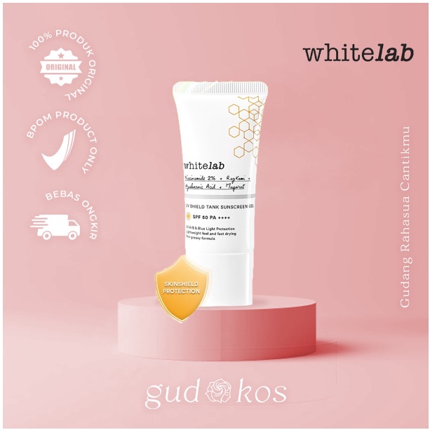 WHITELAB UV Shield Tank Sunscreen Gel SPF 50++ PA++++ / Sunblock Pelindung Sinar Matahari UV A UVB Blue Light Dengan Niacinamide