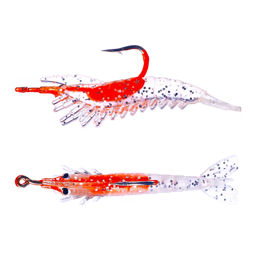 Hengjia 5Pcs/Bag Umpan Pancing Softlure Bentuk Udang Shrimp Bait Bahan Silikon Ukuran 6cm3g Prawn Lure With Sharp Hook