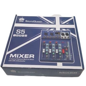 MIXER AUDIO 4 CHANNEL premium mic line SOUNDQUEEN S5 plus USB BLUETOOTH