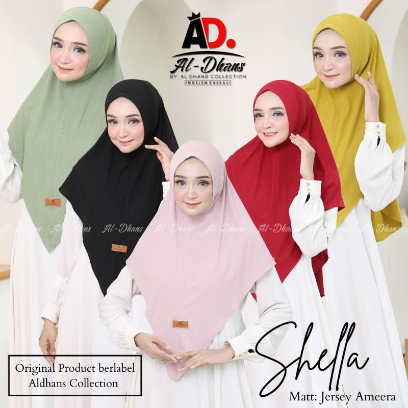 (Ori Aldhans) SHELLA •jilbab instan jersey amara•bergo malay•soft pet