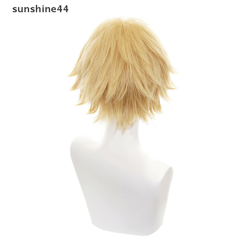 Sunshine Wig / Rambut Palsu Pria Model Pendek Warna Emas Untuk Kostum Cosplay Anime Halloween