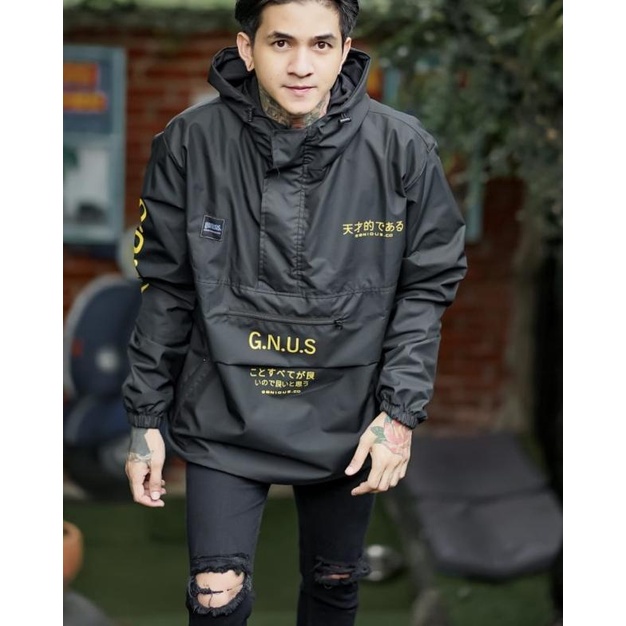JAKET pria cougle kantong doraemon hitam GNUS anti air - L