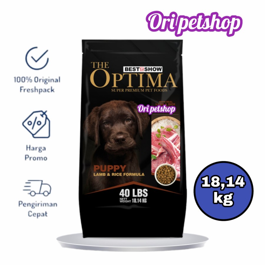 Optima Dog Puppy Lamb &amp; Rice Makanan Anjing Kecil 18,14kg - Gosend