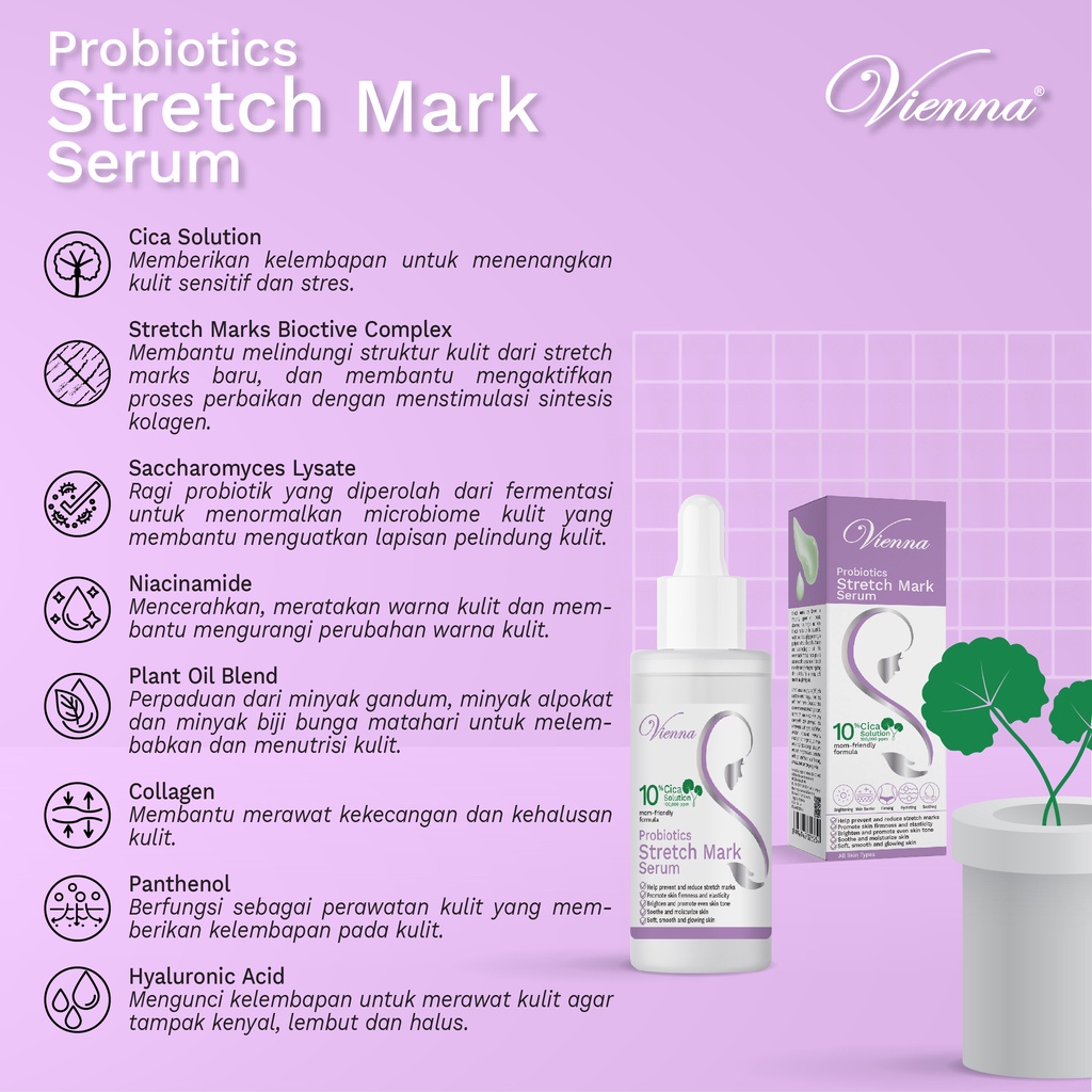 ⭐BAGUS⭐ VIENNA Probiotics Stretchmark Serum 50ml | Serum Lipatan